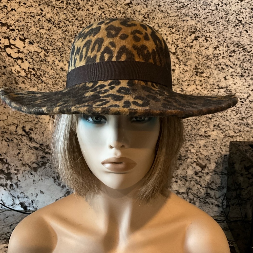 Leopard Print Wide Brim Hat